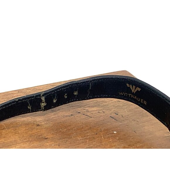 Wittnauer Mens Watch Vintage Swiss Hand Wind Silver Dial 33mm Black Leather Band - Picture 11 of 16